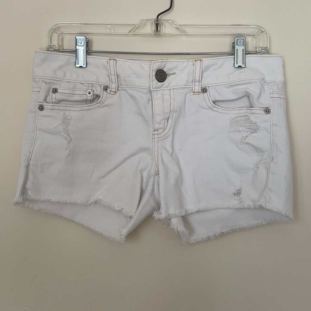 American Eagle White Jean Short Shorts